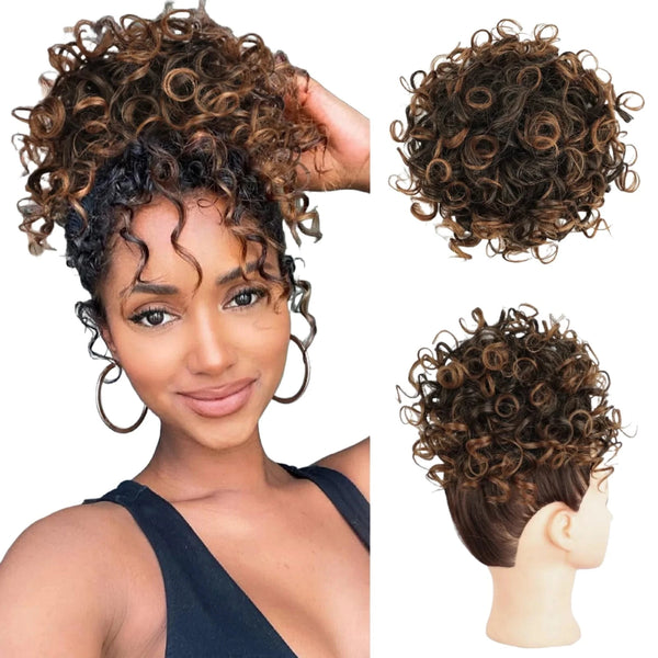 Synthetic Messy Bun Hair Piece Elastic Drawstring Loose Wave Curly Hair Buns Hair Piece Extensions