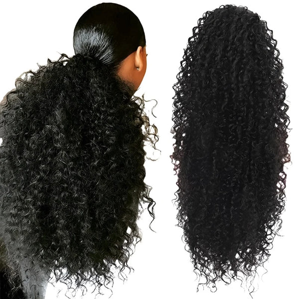 Drawstring Curly Ponytail Hair Extension Afro Kinky Curly Hair Pieces Synthetic
