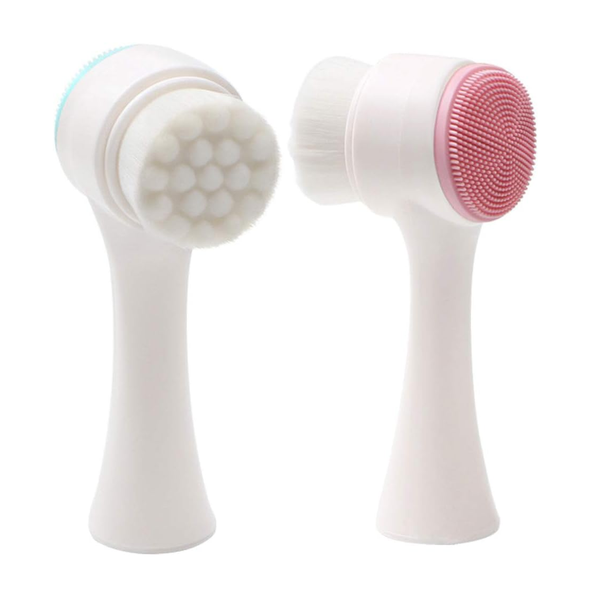 3D Bilateral Silicone Facial Cleanser Manual Massage Facial Brush Soft Bristles Silicone Double-Sided Face Brush